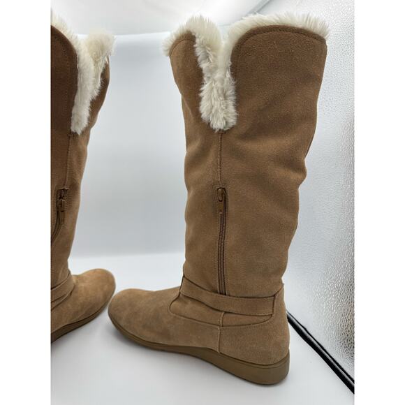Lands End Tall Brown Boots with Faux Fur, Size 10 - Picture 4 of 10